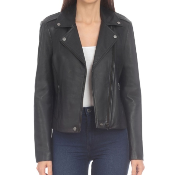 Badgley Mischka Basic Leather Biker Jacket